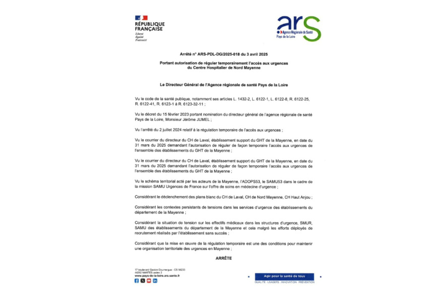 Nouveau dispositif d'accès aux urgences à compter du 7 avril 2025