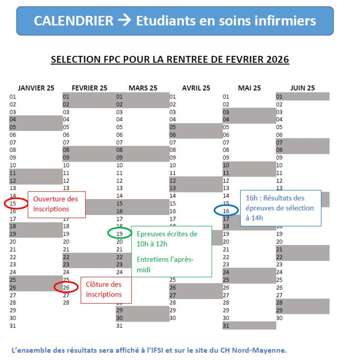 Calendrier IFSI