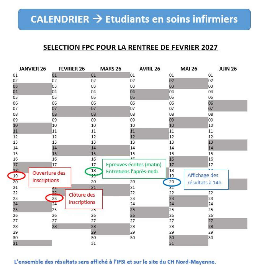 Calendrier IFSI
