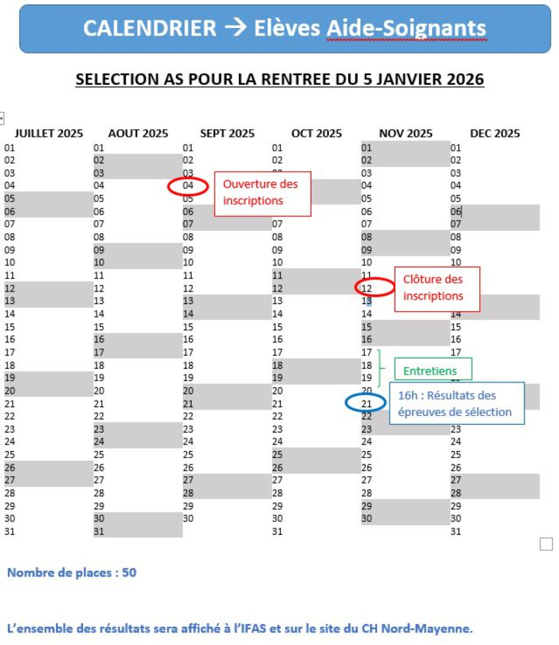 Calendrier IFAS